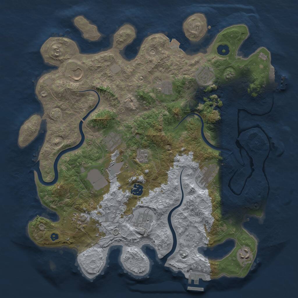 Rust Map: Procedural Map, Size: 3750, Seed: 920560439, 17 Monuments