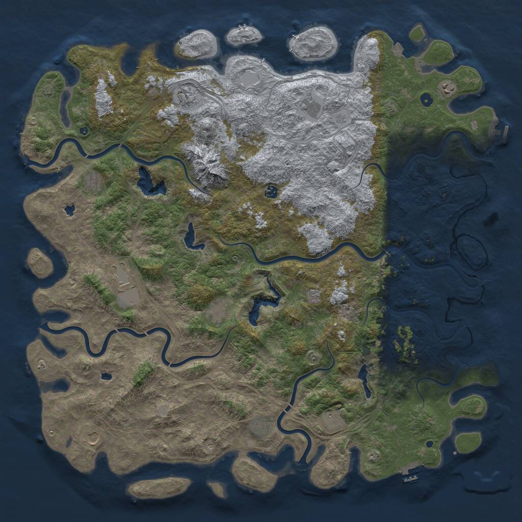 Rust Map: Procedural Map, Size: 6000, Seed: 936277286, 17 Monuments