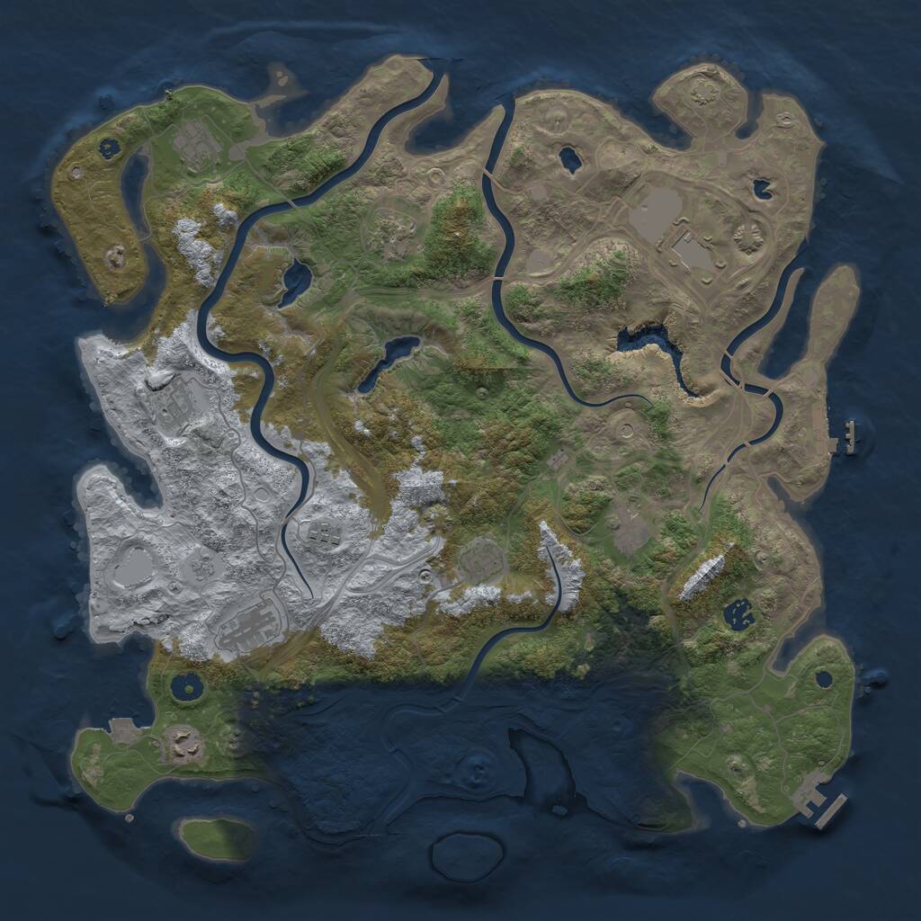 Rust Map: Procedural Map, Size: 4500, Seed: 888259771, 16 Monuments