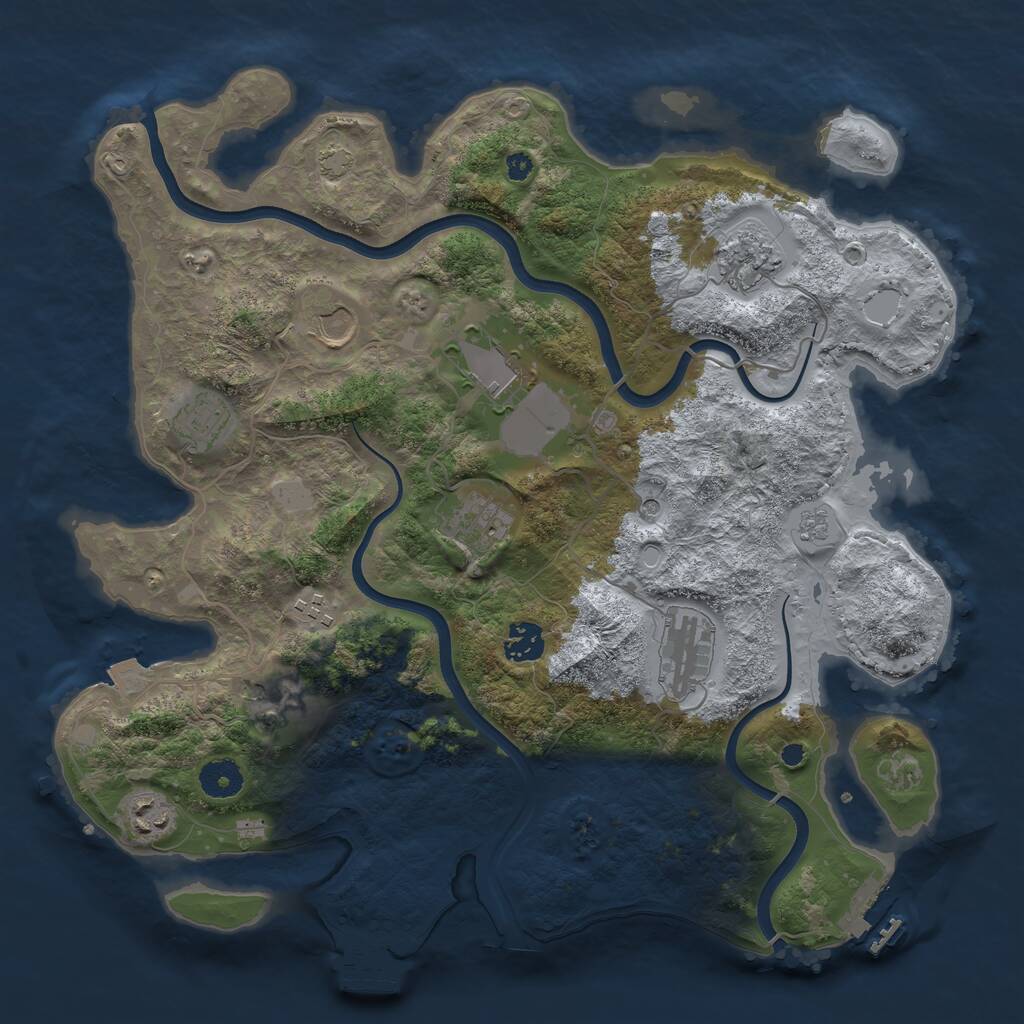 Rust Map: Procedural Map, Size: 3750, Seed: 409181238, 16 Monuments