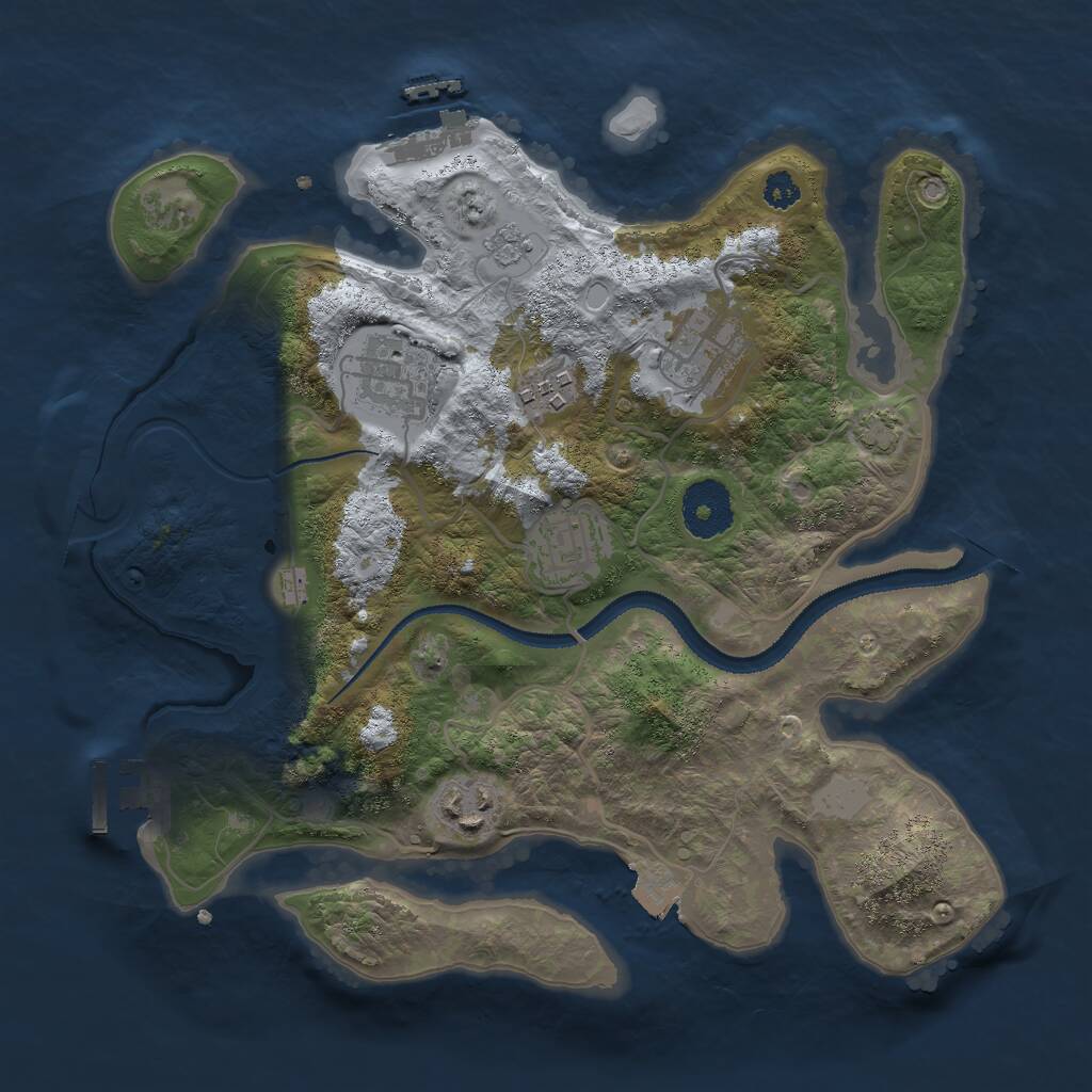 Rust Map: Procedural Map, Size: 3000, Seed: 782451, 10 Monuments