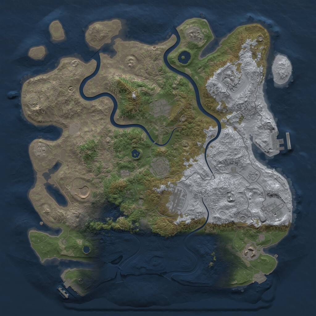 Rust Map: Procedural Map, Size: 3750, Seed: 800807738, 14 Monuments