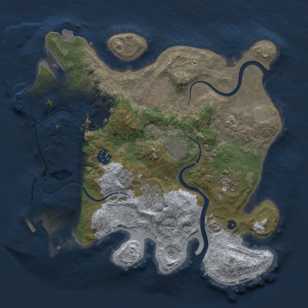 Rust Map: Procedural Map, Size: 3250, Seed: 284844953, 12 Monuments