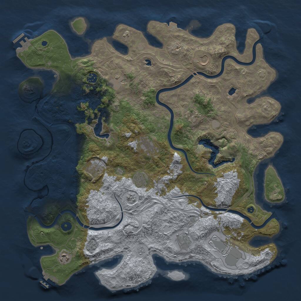 Rust Map: Procedural Map, Size: 4500, Seed: 180386072, 17 Monuments