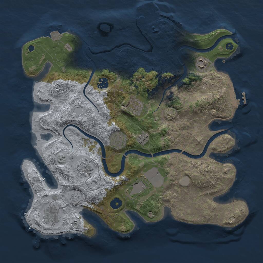 Rust Map: Procedural Map, Size: 3500, Seed: 629246649, 14 Monuments