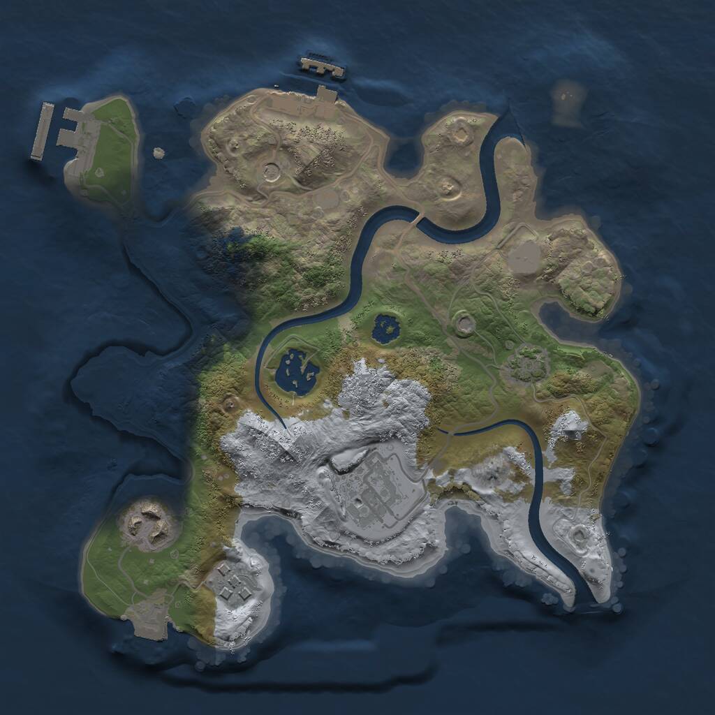 Rust Map: Procedural Map, Size: 2500, Seed: 7124, 9 Monuments
