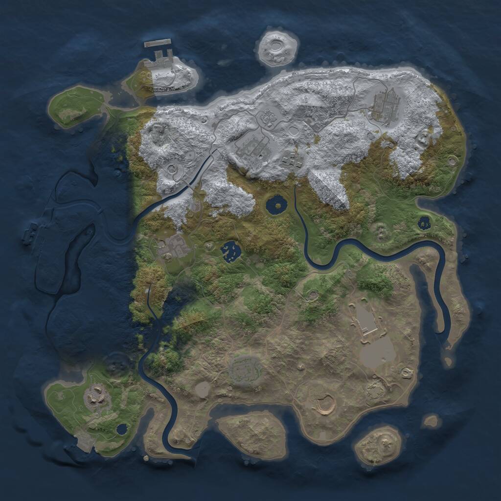 Rust Map: Procedural Map, Size: 3750, Seed: 736390569, 15 Monuments