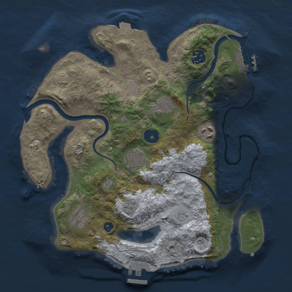 Rust Map: Procedural Map, Size: 3000, Seed: 904198405, 12 Monuments