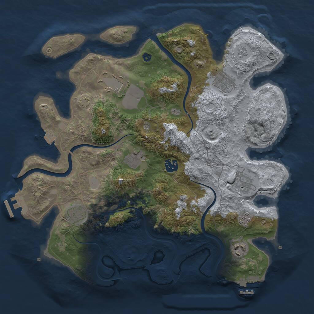 Rust Map: Procedural Map, Size: 3500, Seed: 2341950, 14 Monuments