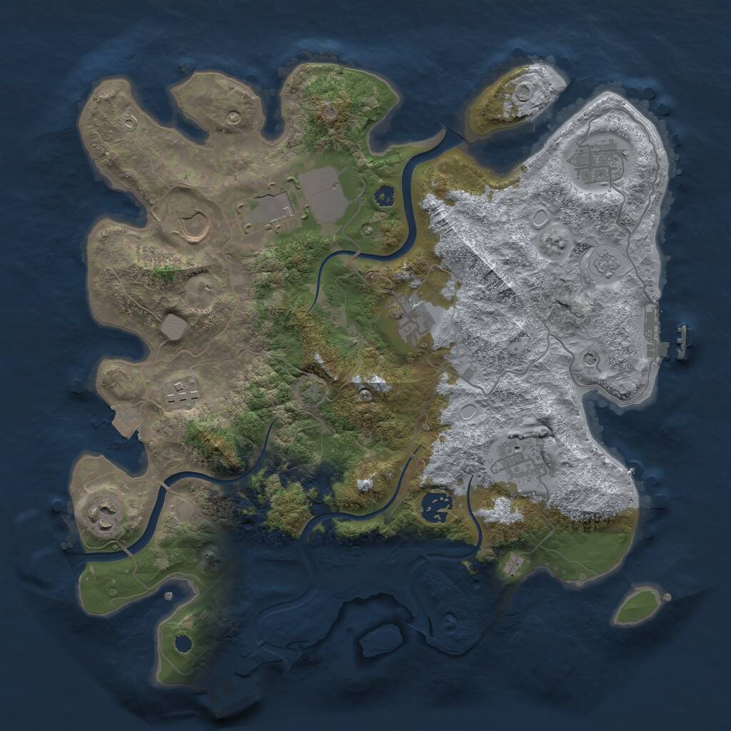 Rust Map: Procedural Map, Size: 3500, Seed: 68421937, 14 Monuments
