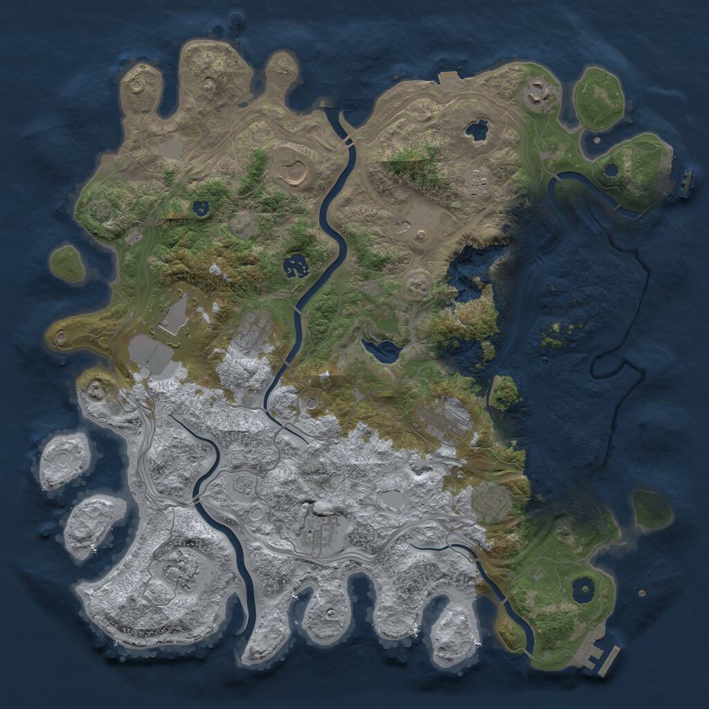 Rust Map: Procedural Map, Size: 4250, Seed: 2136069214, 17 Monuments