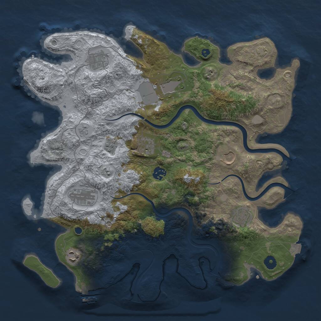 Rust Map: Procedural Map, Size: 3750, Seed: 1934660932, 14 Monuments