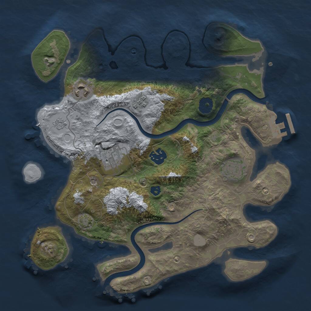 Rust Map: Procedural Map, Size: 3000, Seed: 1866409910, 10 Monuments