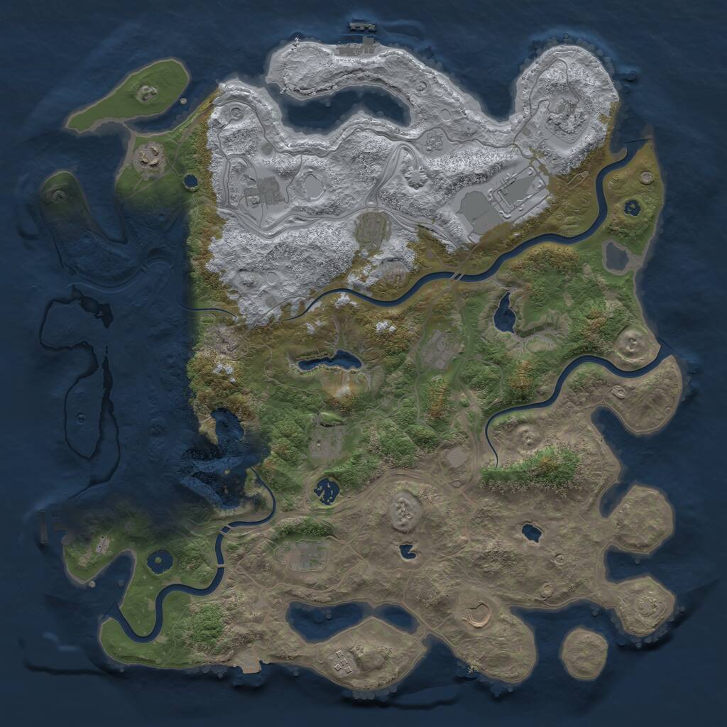 Rust Map: Procedural Map, Size: 4500, Seed: 239838186, 17 Monuments