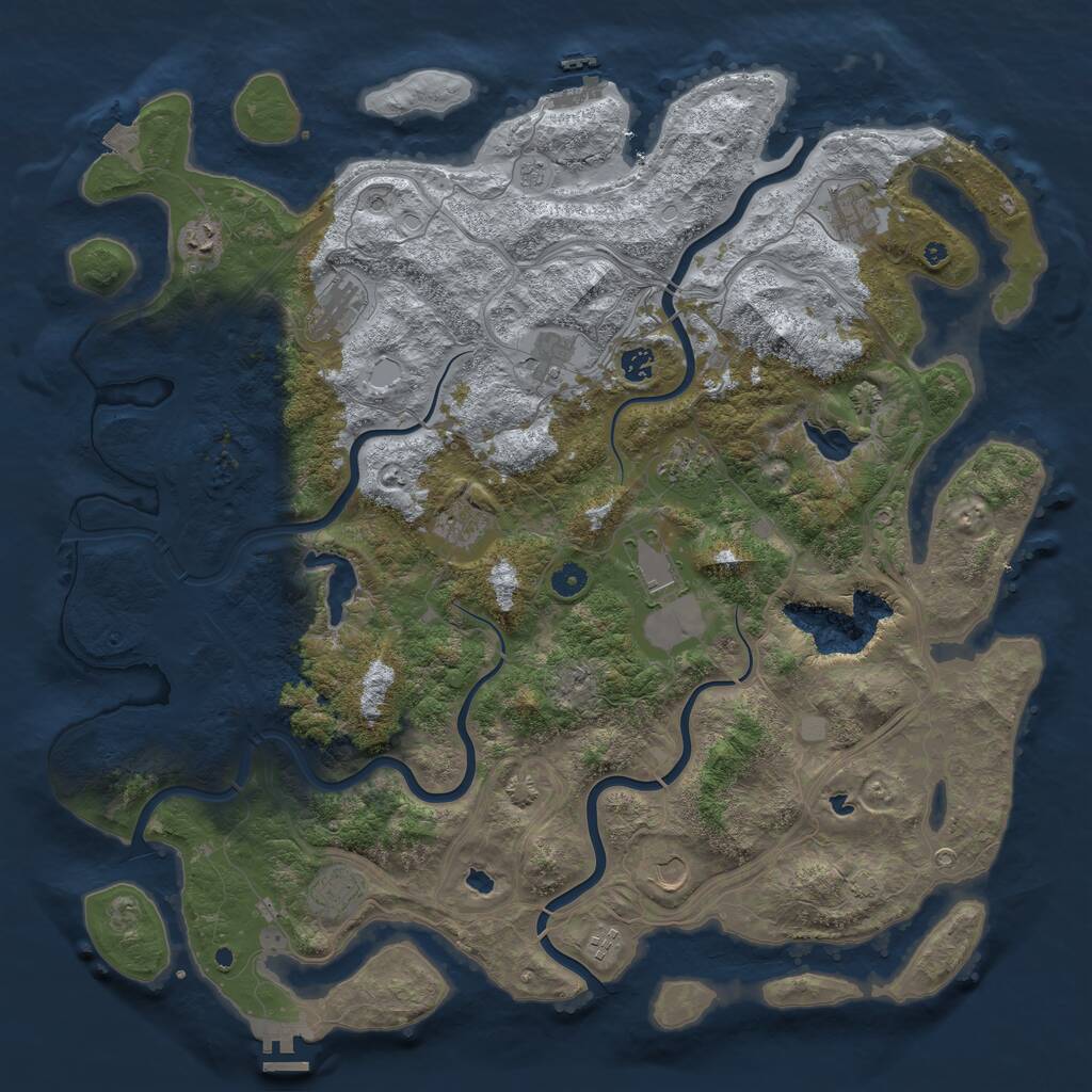 Rust Map: Procedural Map, Size: 4800, Seed: 227503208, 17 Monuments