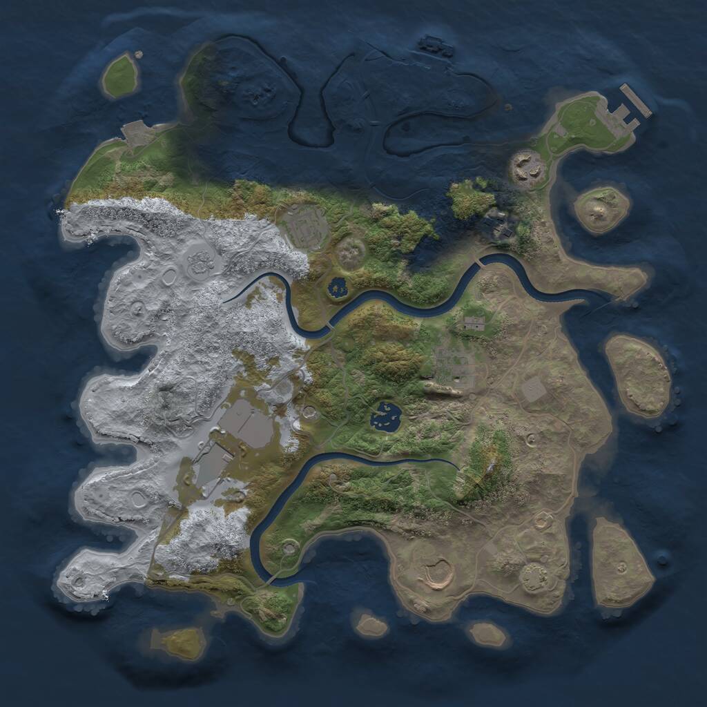 Rust Map: Procedural Map, Size: 3500, Seed: 96892606, 13 Monuments