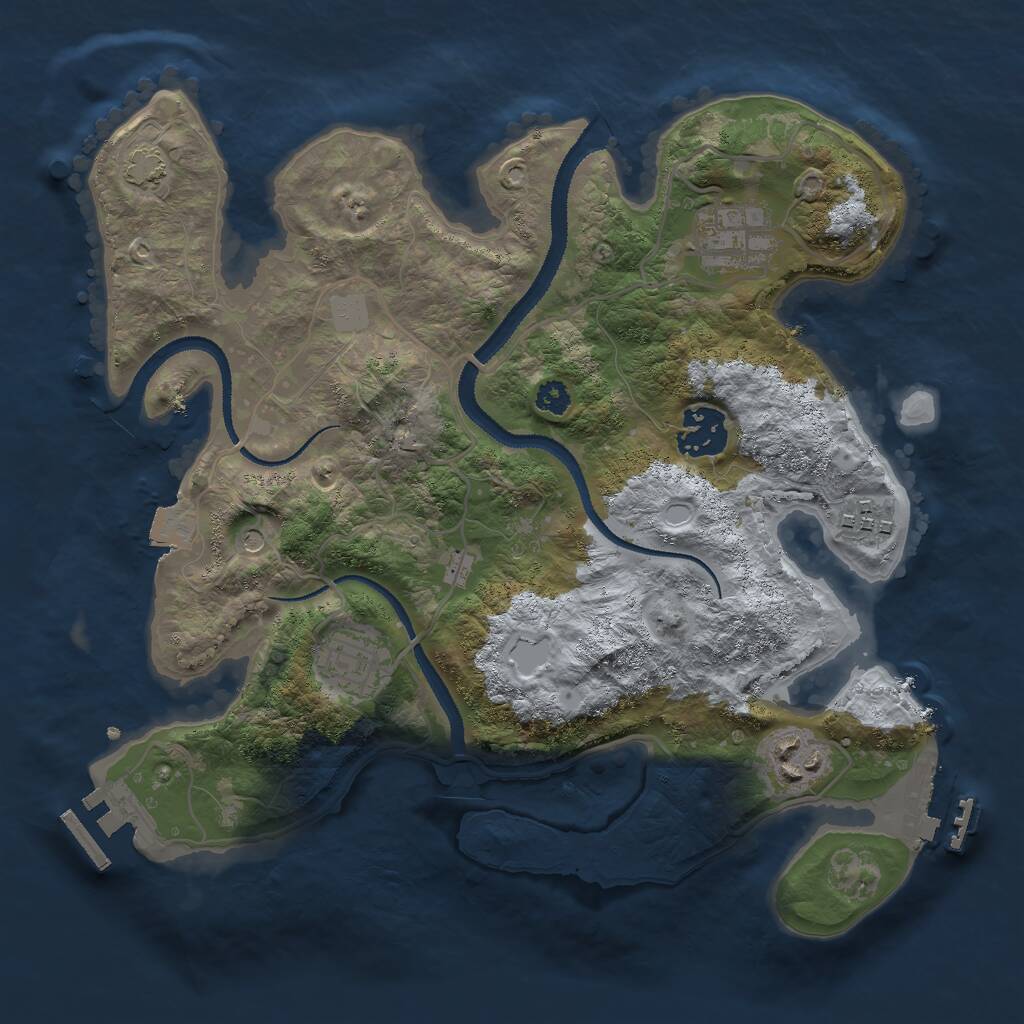 Rust Map: Procedural Map, Size: 3000, Seed: 5076332, 10 Monuments
