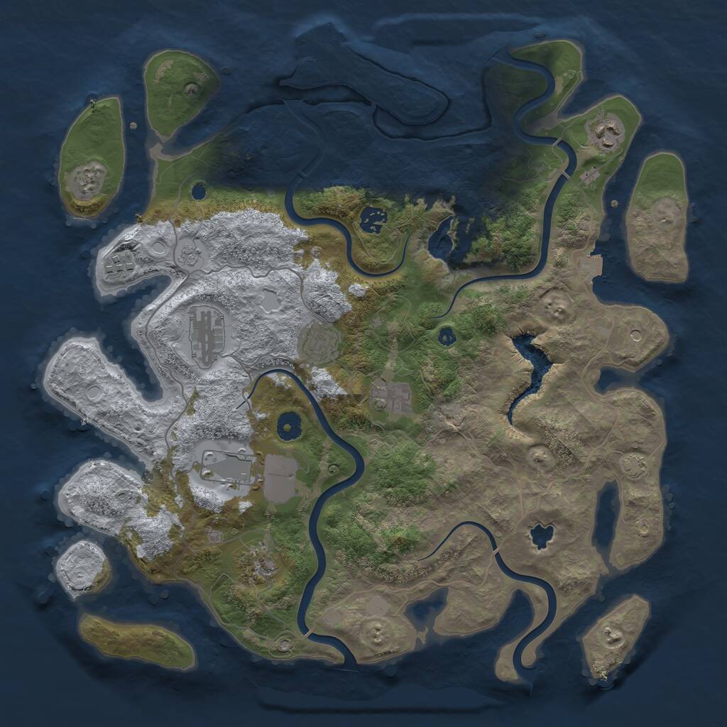 Rust Map: Procedural Map, Size: 4000, Seed: 425891, 13 Monuments