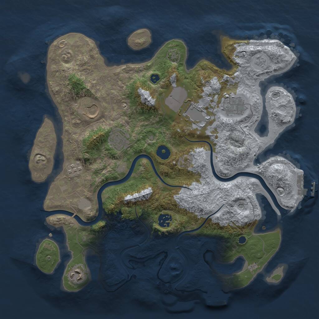 Rust Map: Procedural Map, Size: 3500, Seed: 104647660, 13 Monuments