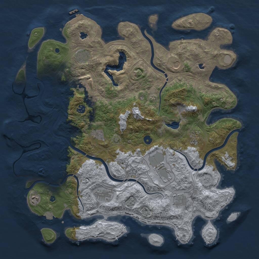 Rust Map: Procedural Map, Size: 4500, Seed: 1814685434, 17 Monuments