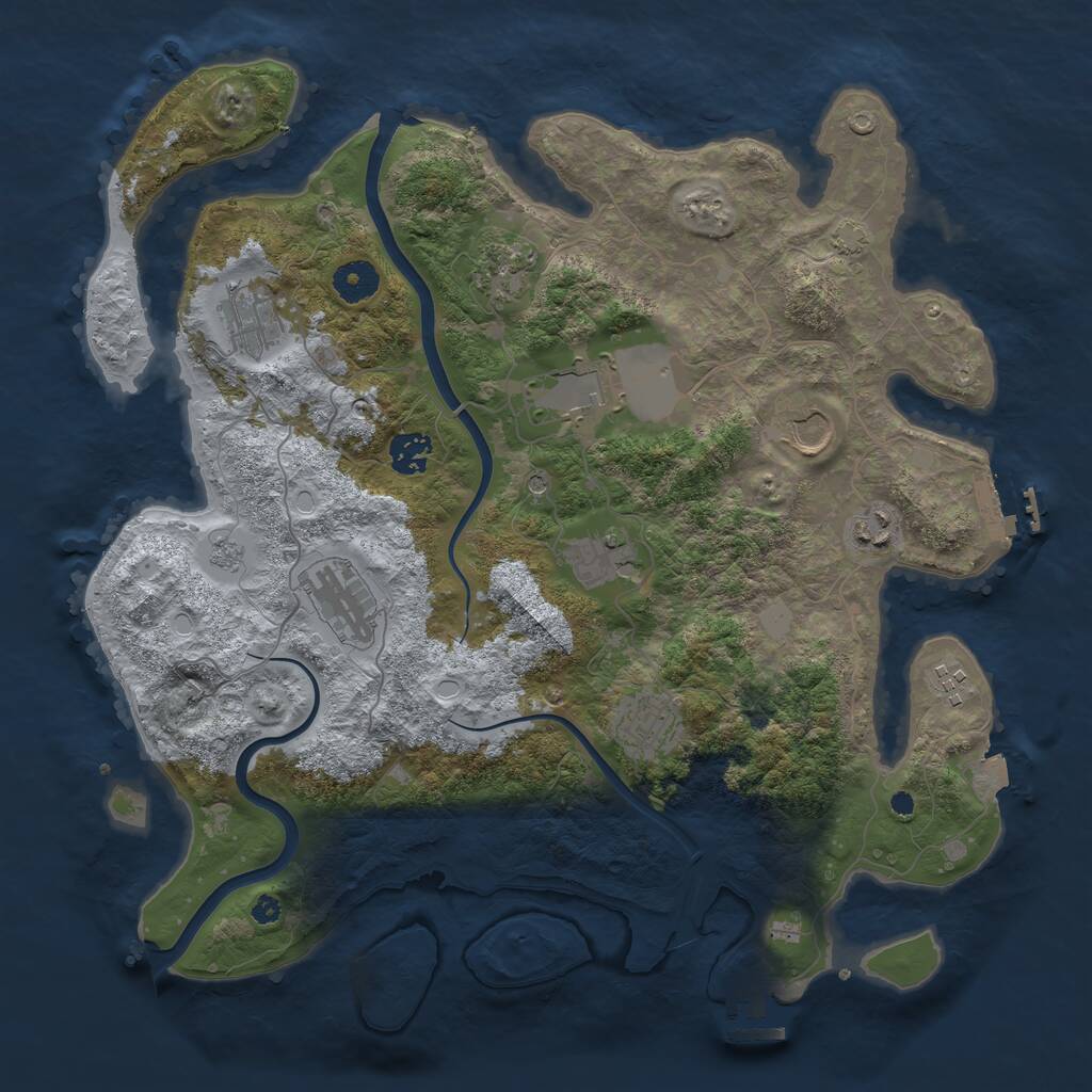 Rust Map: Procedural Map, Size: 3800, Seed: 2999, 16 Monuments