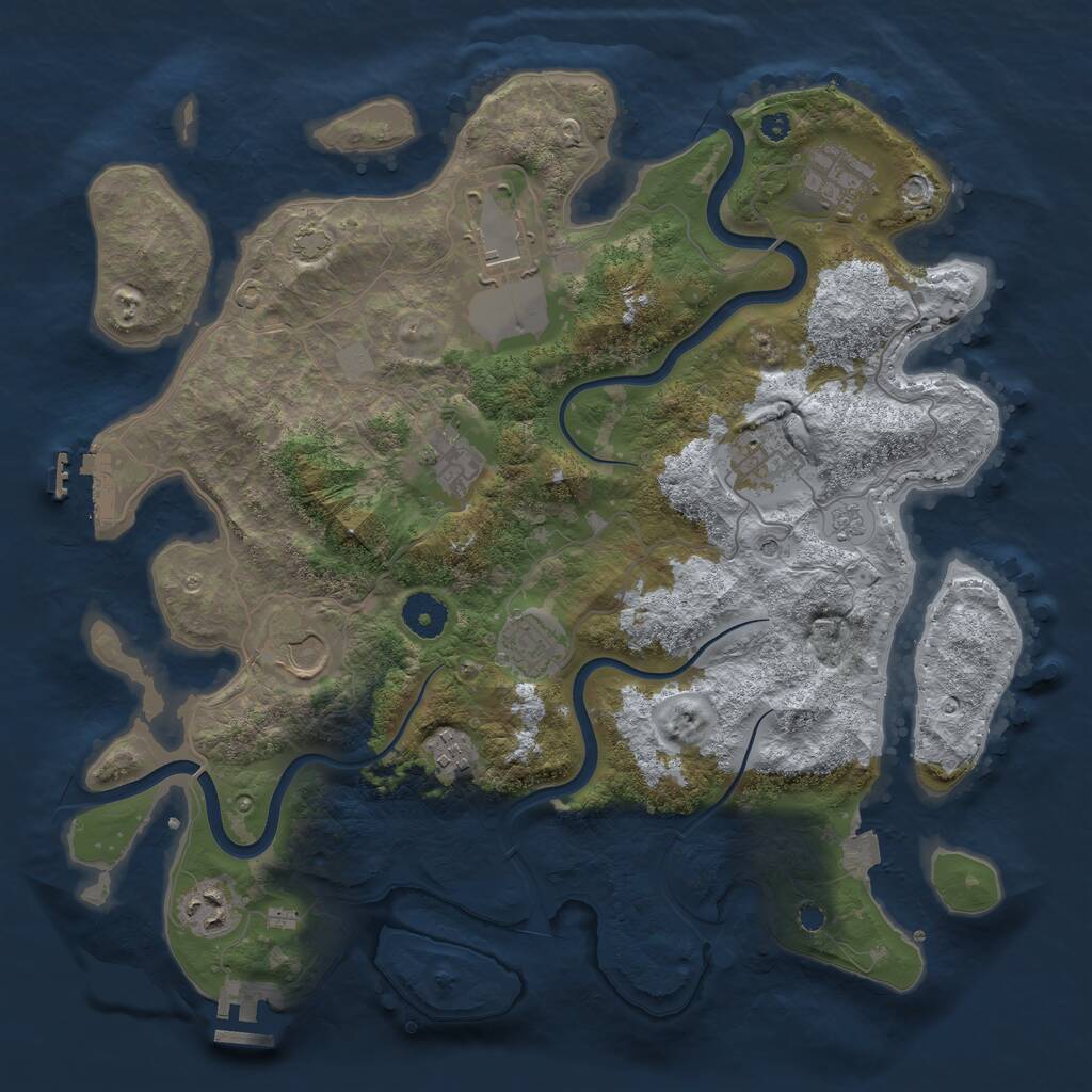 Rust Map: Procedural Map, Size: 3700, Seed: 1342215867, 14 Monuments