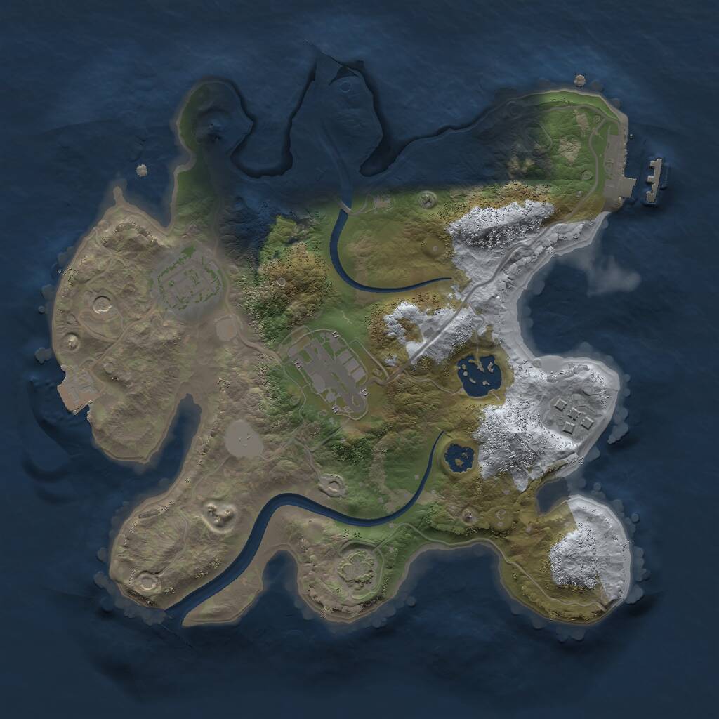 Rust Map: Procedural Map, Size: 2500, Seed: 919536483, 8 Monuments