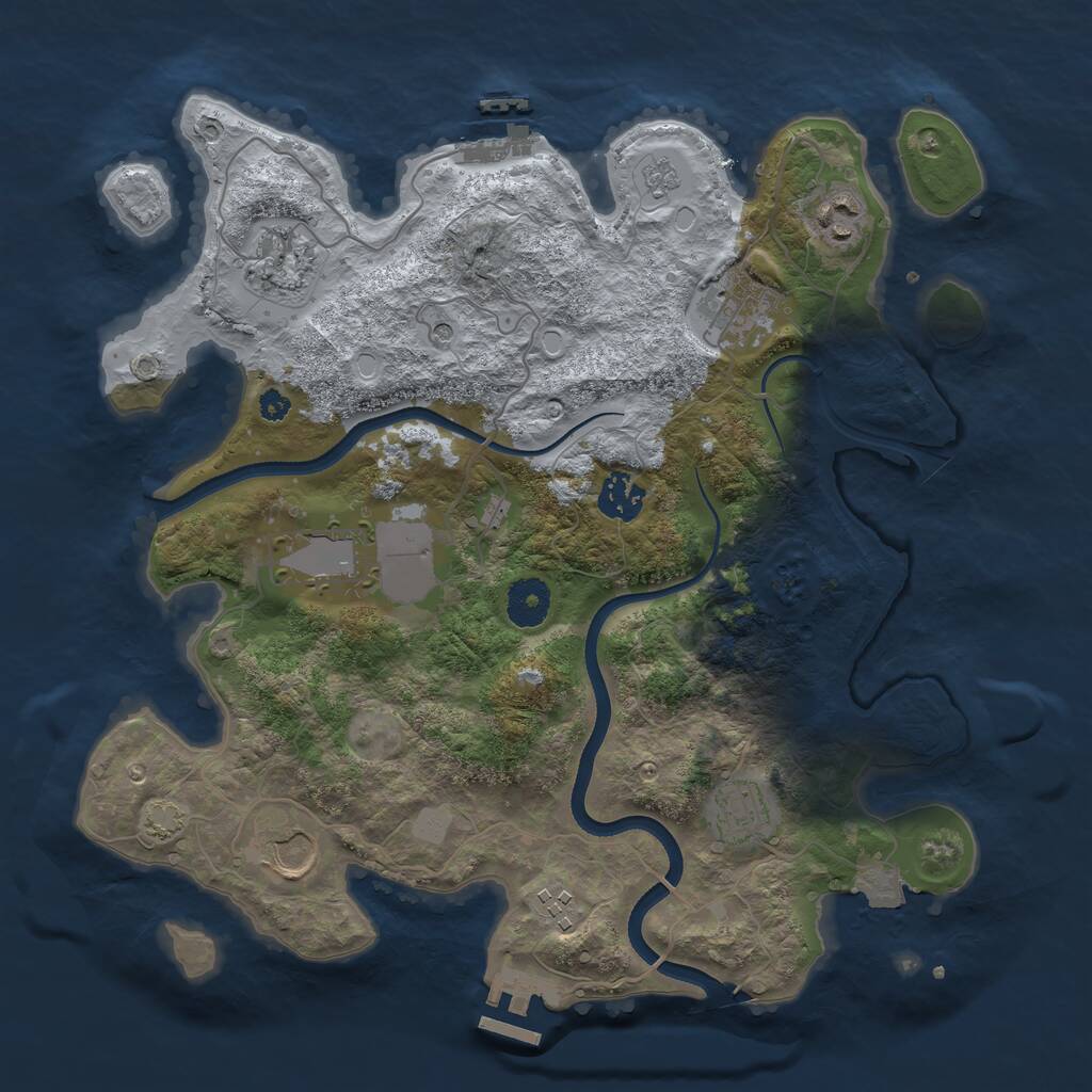 Rust Map: Procedural Map, Size: 3500, Seed: 1033911239, 14 Monuments