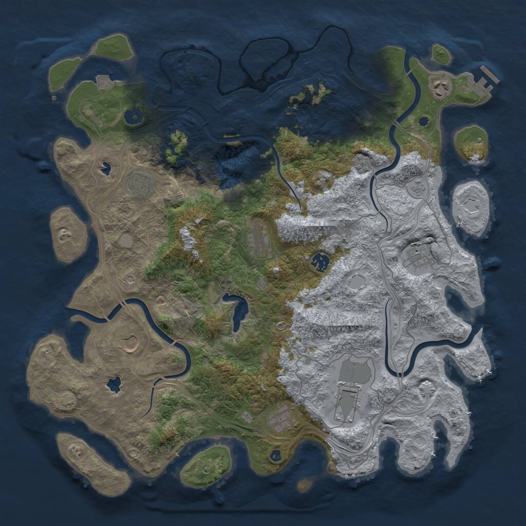 Rust Map: Procedural Map, Size: 4500, Seed: 31623653, 14 Monuments