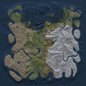 Thumbnail Rust Map: Procedural Map, Size: 4500, Seed: 31623653, 14 Monuments