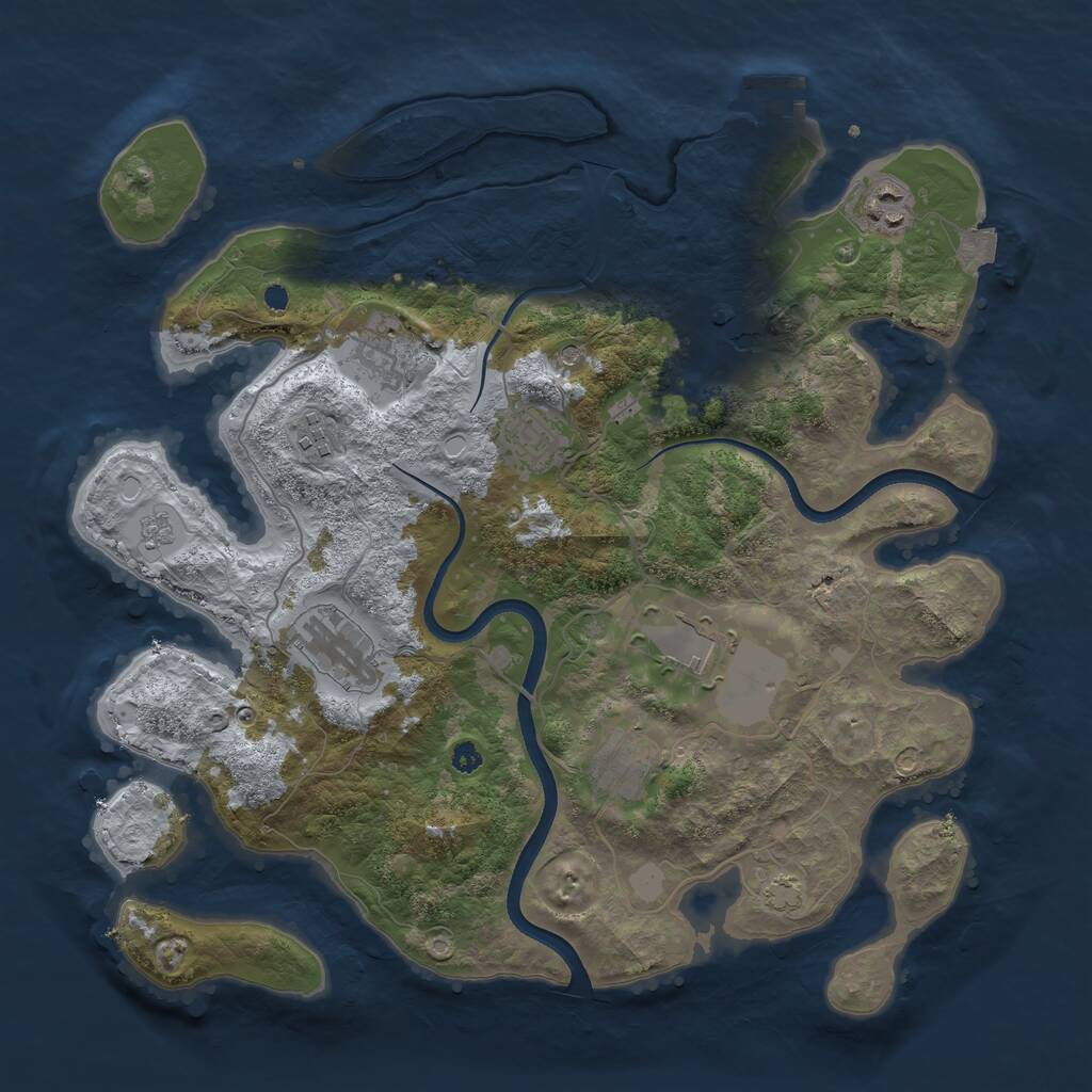 Rust Map: Procedural Map, Size: 3600, Seed: 425891, 13 Monuments