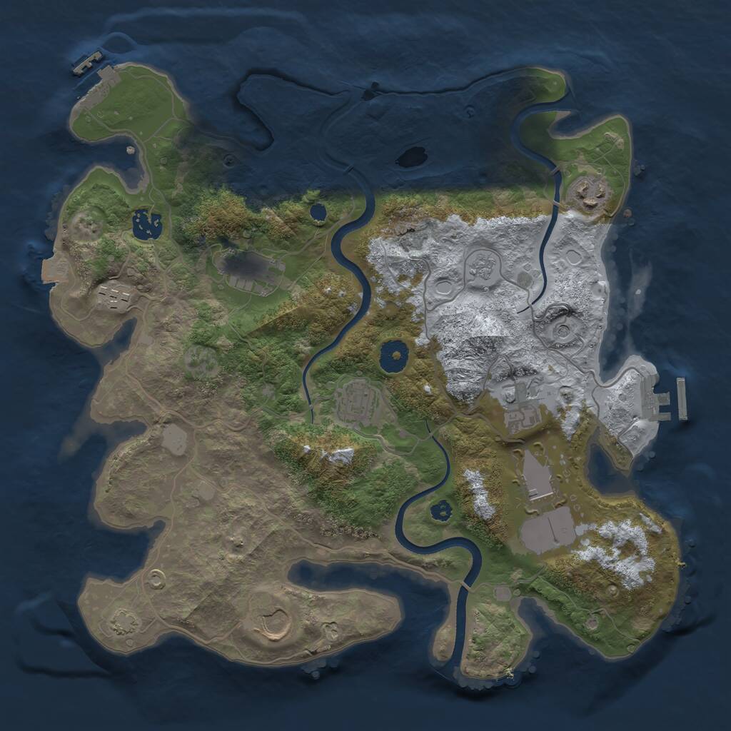Rust Map: Procedural Map, Size: 3500, Seed: 875579057, 14 Monuments