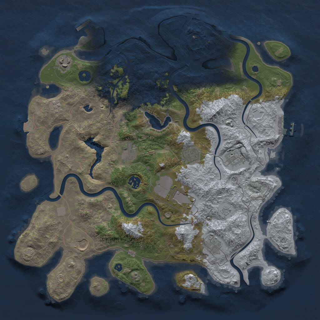 Rust Map: Procedural Map, Size: 4000, Seed: 874229955, 15 Monuments