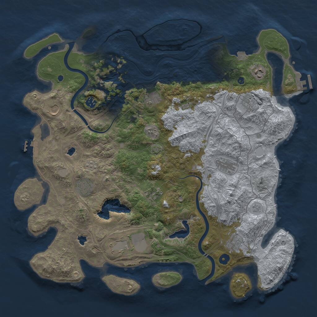 Rust Map: Procedural Map, Size: 4500, Seed: 64641592, 17 Monuments