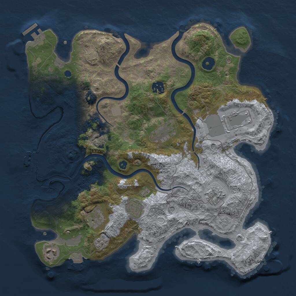 Rust Map: Procedural Map, Size: 3500, Seed: 1437489631, 14 Monuments