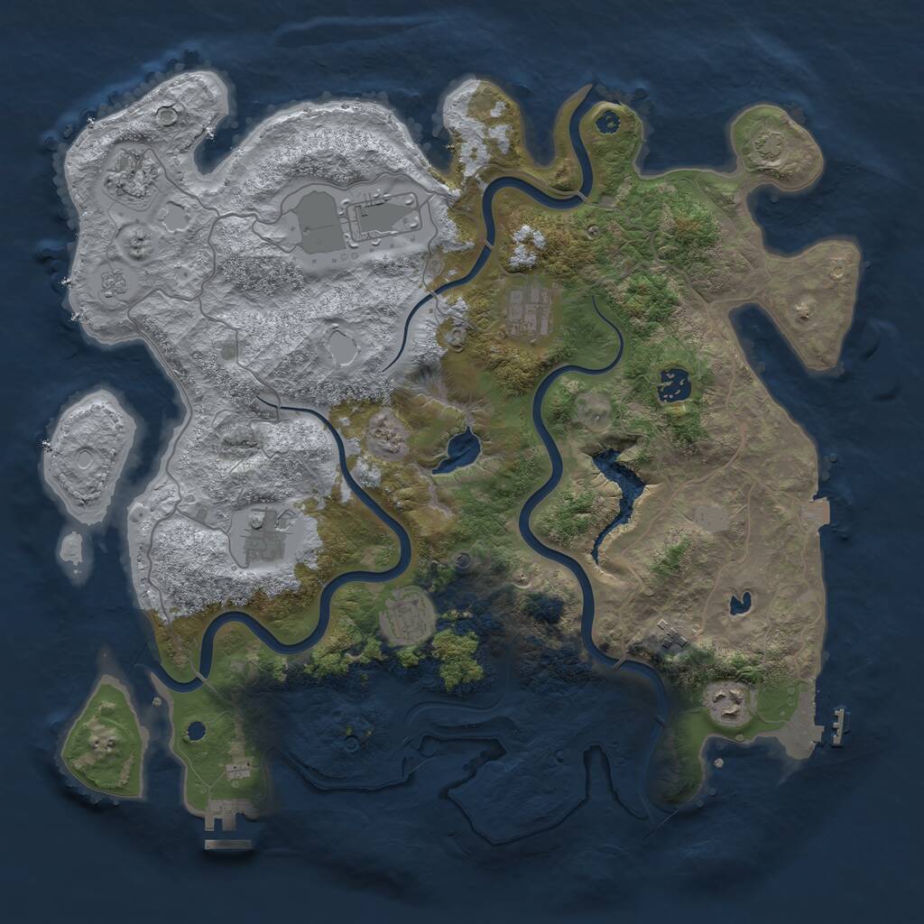 Rust Map: Procedural Map, Size: 4000, Seed: 870247649, 14 Monuments