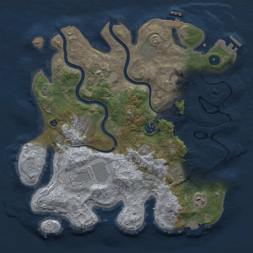 Rust Map: Procedural Map, Size: 3500, Seed: 155504525, 14 Monuments