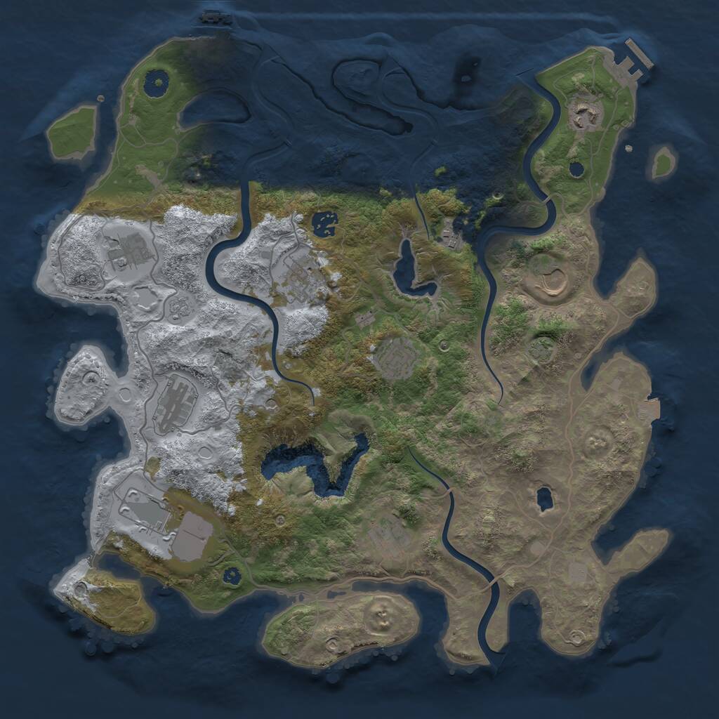 Rust Map: Procedural Map, Size: 4000, Seed: 1130868990, 16 Monuments