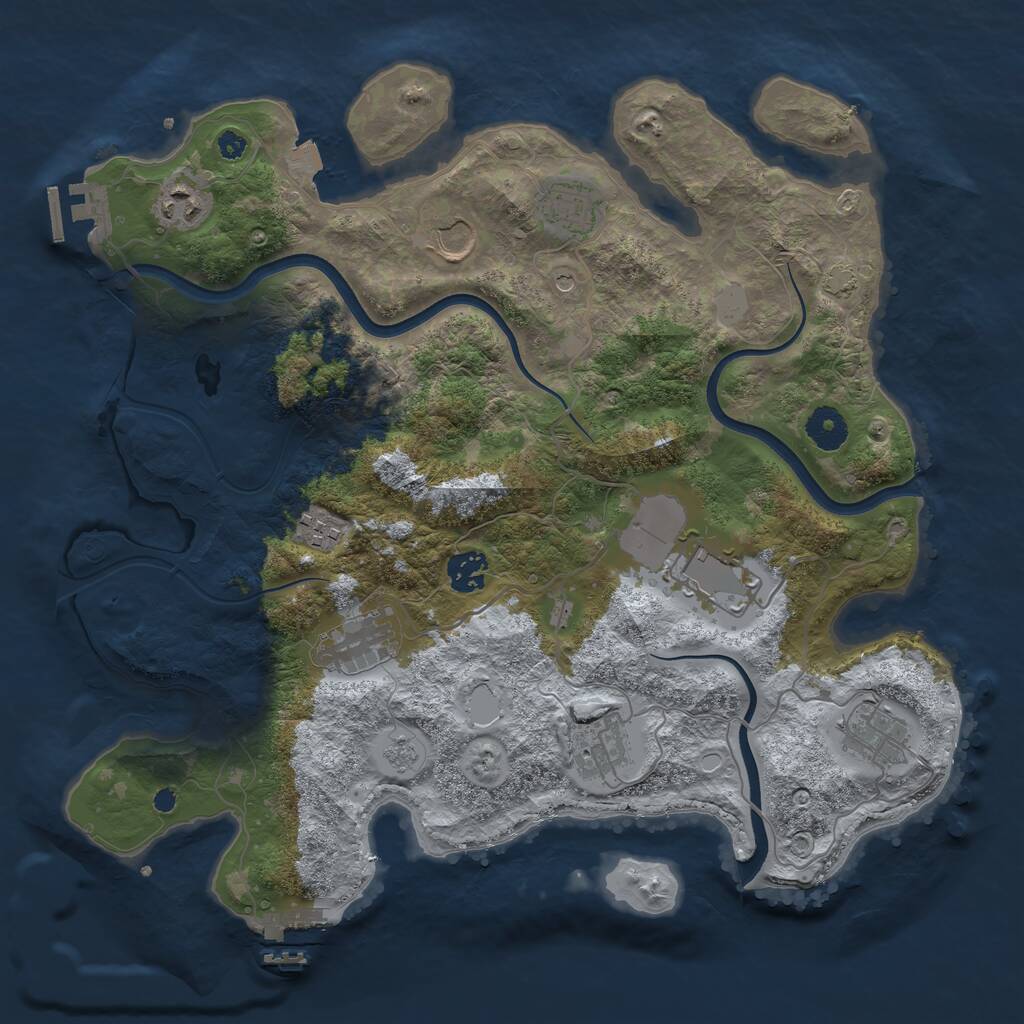 Rust Map: Procedural Map, Size: 3700, Seed: 60206257, 15 Monuments