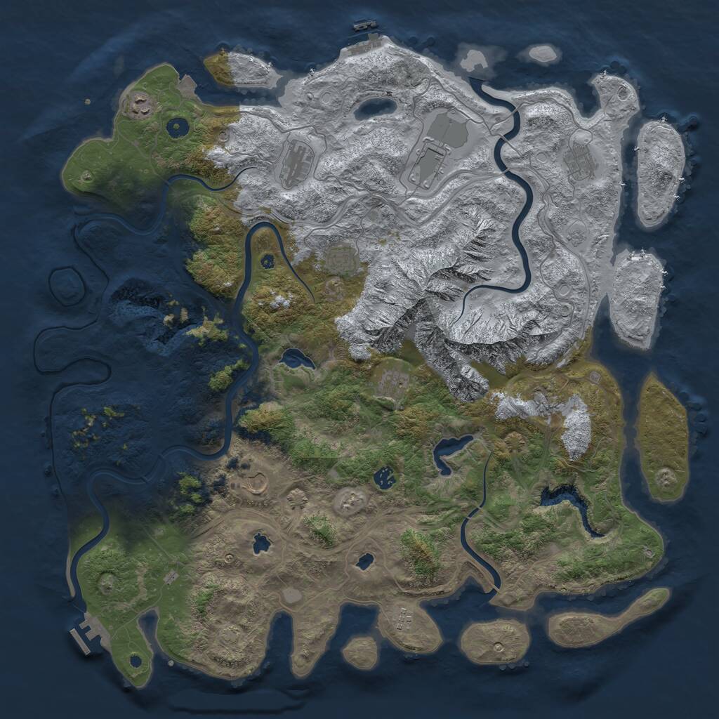 Rust Map: Procedural Map, Size: 5000, Seed: 953864605, 16 Monuments