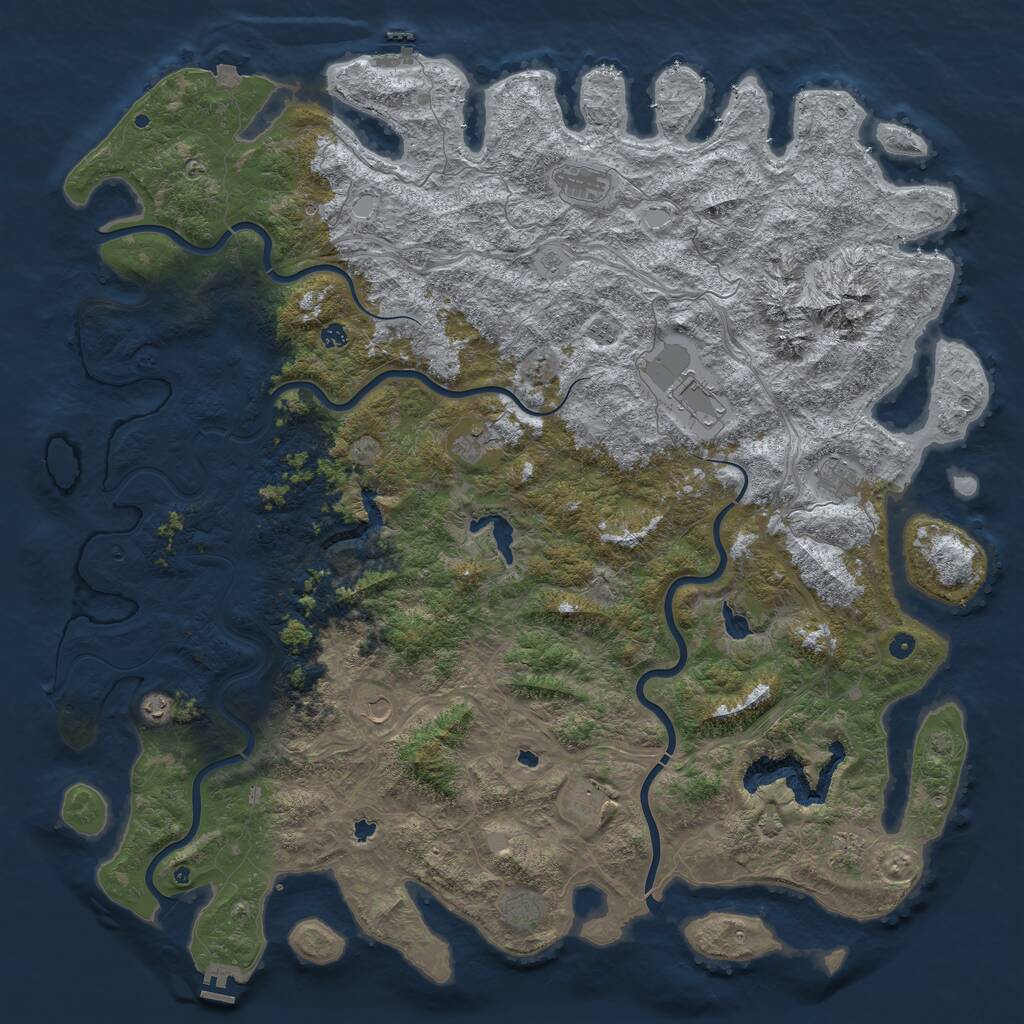 Rust Map: Procedural Map, Size: 6000, Seed: 48312246, 17 Monuments