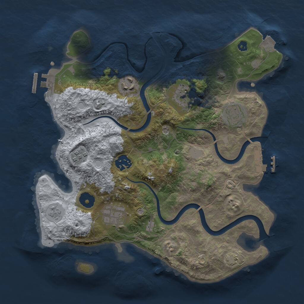 Rust Map: Procedural Map, Size: 3000, Seed: 1870492262, 12 Monuments