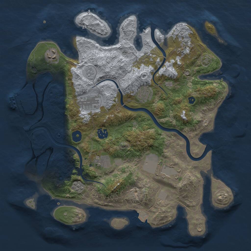 Rust Map: Procedural Map, Size: 3500, Seed: 564940122, 13 Monuments