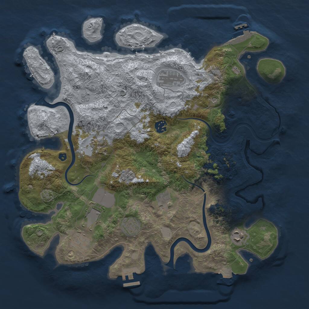 Rust Map: Procedural Map, Size: 3750, Seed: 1846835597, 15 Monuments