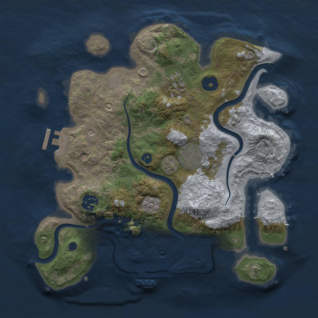 Rust Map: Procedural Map, Size: 3000, Seed: 1636592876, 9 Monuments