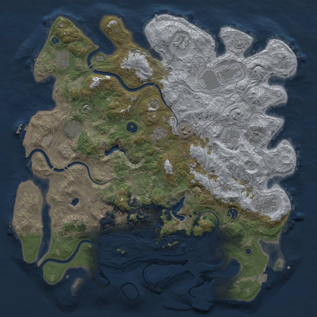 Rust Map: Procedural Map, Size: 4450, Seed: 632554, 17 Monuments