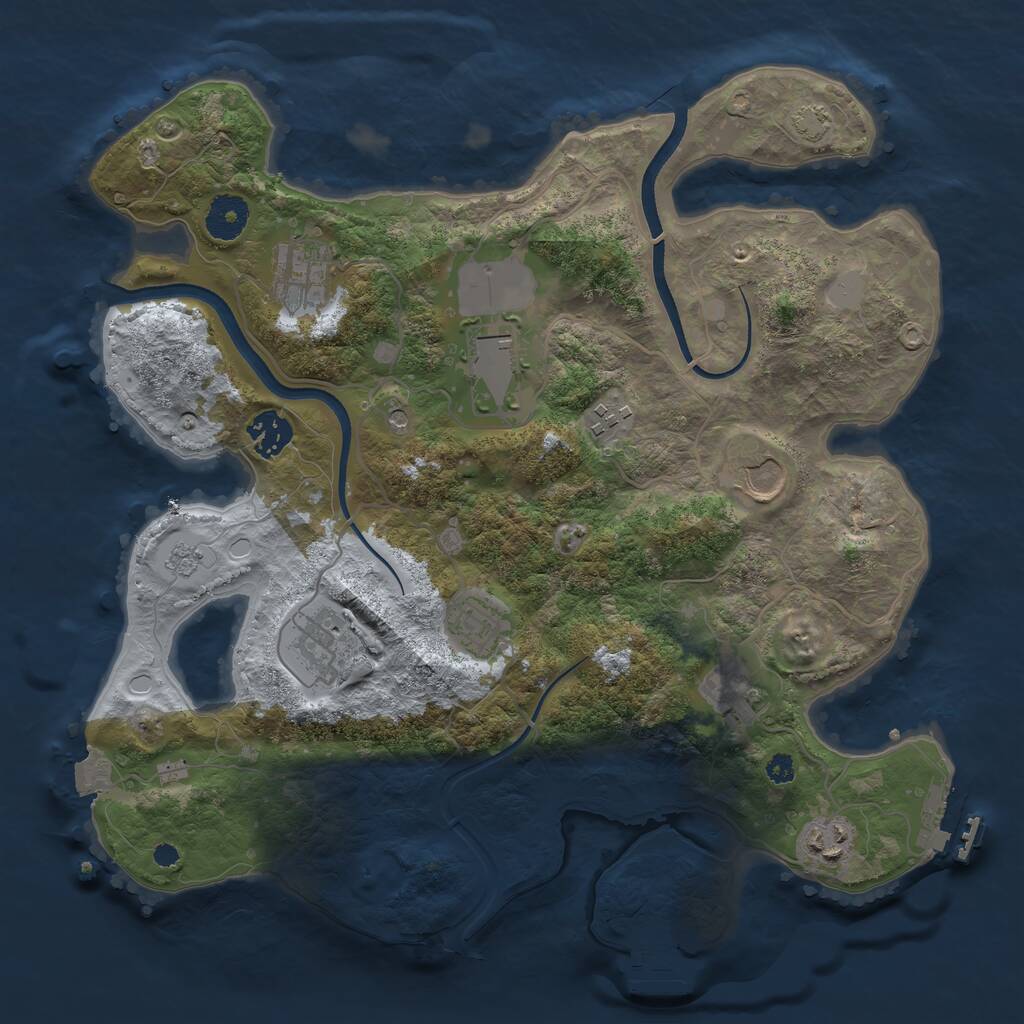 Rust Map: Procedural Map, Size: 3500, Seed: 346291149, 15 Monuments