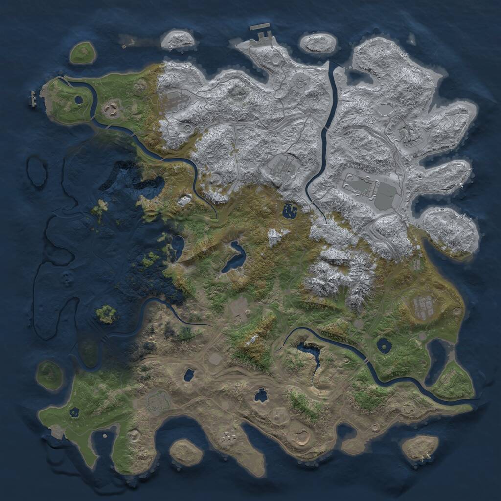 Rust Map: Procedural Map, Size: 5000, Seed: 48312246, 17 Monuments