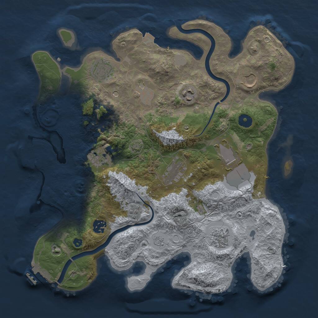 Rust Map: Procedural Map, Size: 3500, Seed: 60944374, 16 Monuments