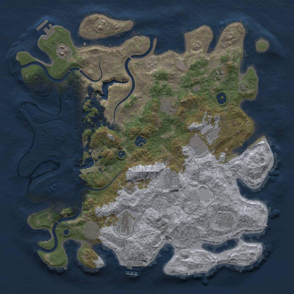 Rust Map: Procedural Map, Size: 4100, Seed: 812945185, 16 Monuments
